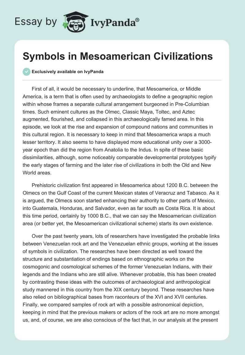 Symbols in Mesoamerican Civilizations. Page 1