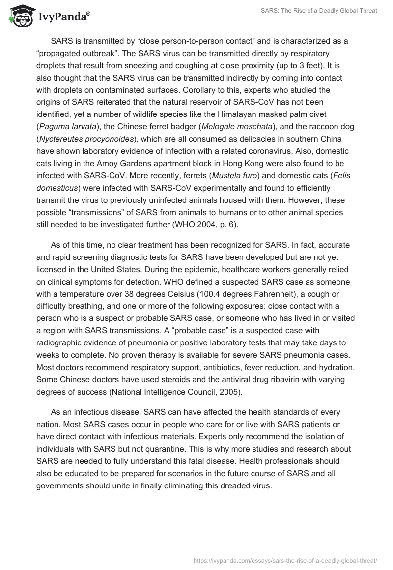 SARS: The Rise of a Deadly Global Threat. Page 2
