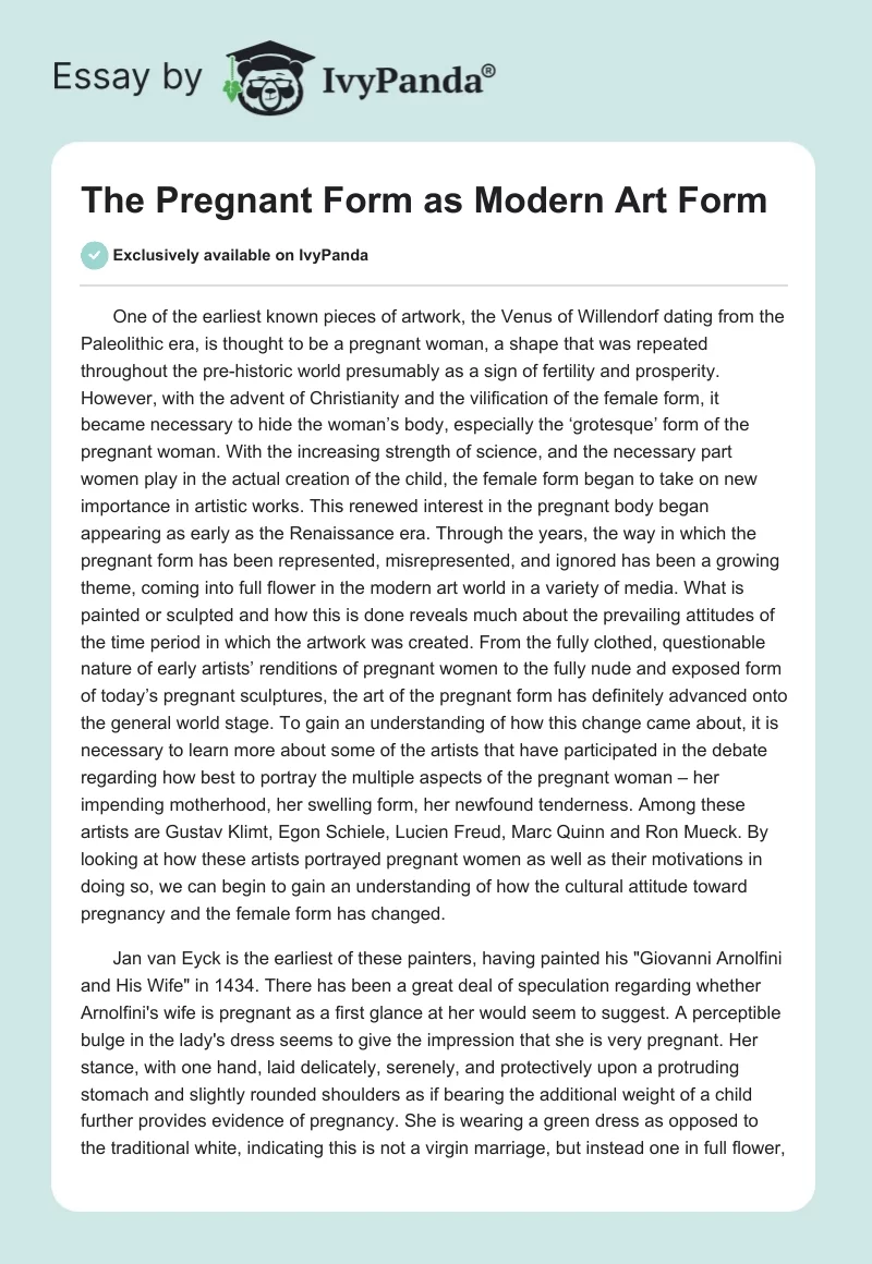 The Pregnant Form as Modern Art Form. Page 1