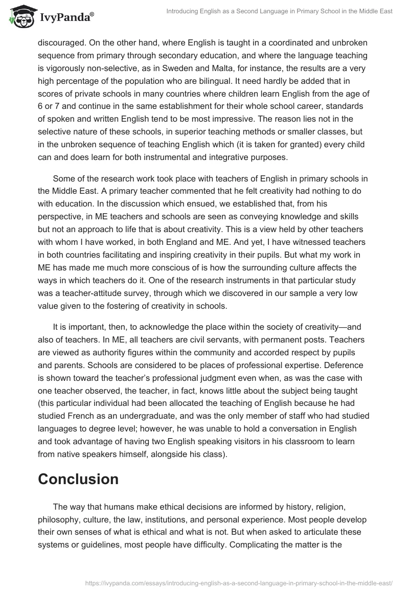 Introducing English as a Second Language in Primary School in the Middle East. Page 5