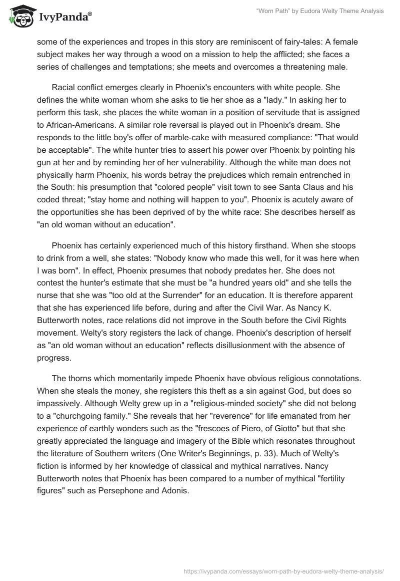 “Worn Path” by Eudora Welty Theme Analysis. Page 3