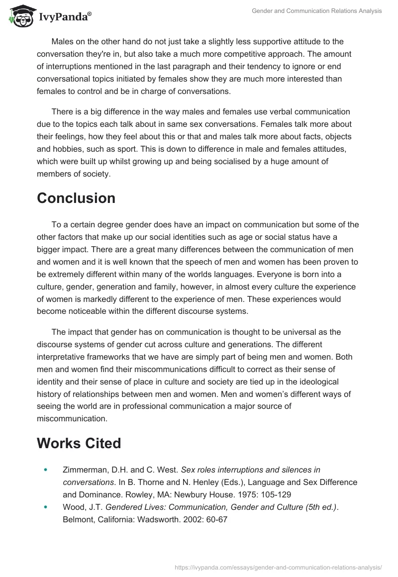 Gender and Communication Relations Analysis. Page 4