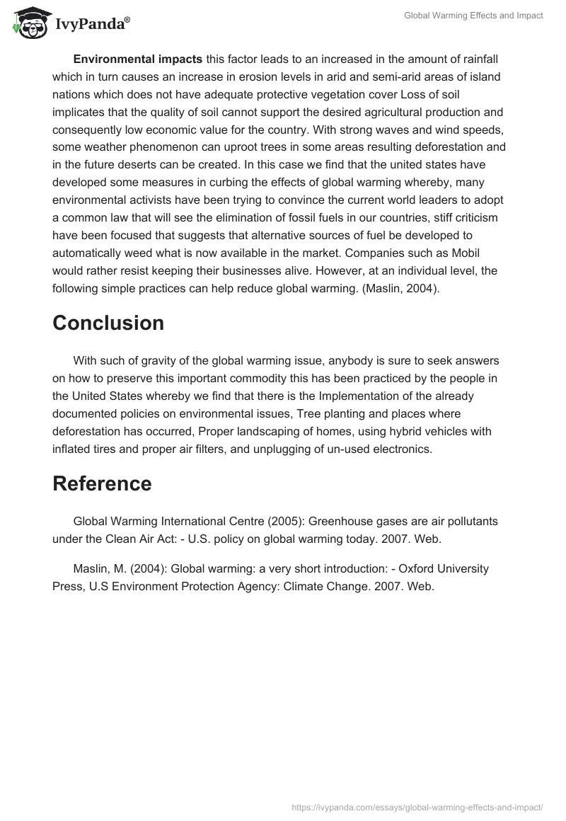 Global Warming Effects and Impact. Page 2