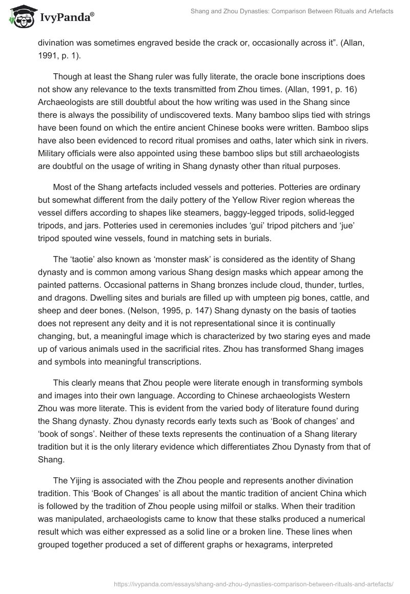 Shang and Zhou Dynasties: Comparison Between Rituals and Artefacts. Page 2