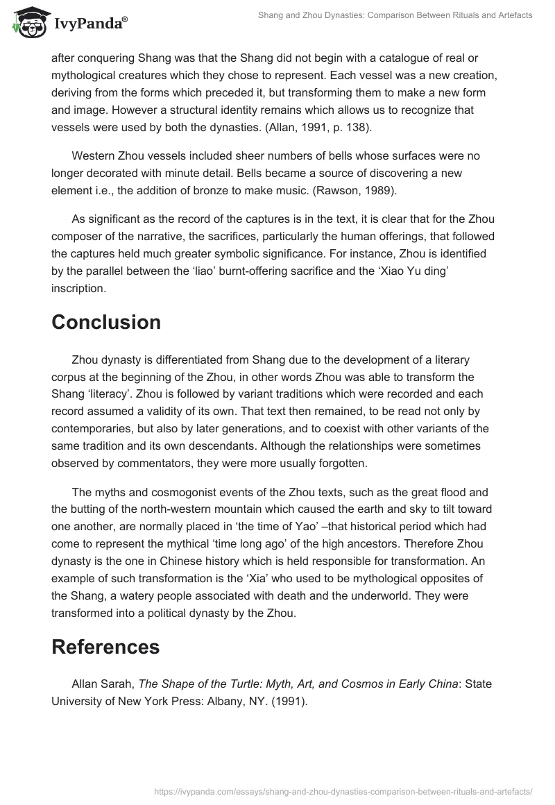 Shang and Zhou Dynasties: Comparison Between Rituals and Artefacts. Page 4