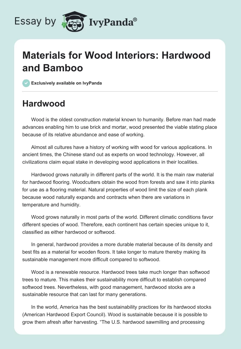 Materials for Wood Interiors: Hardwood and Bamboo. Page 1