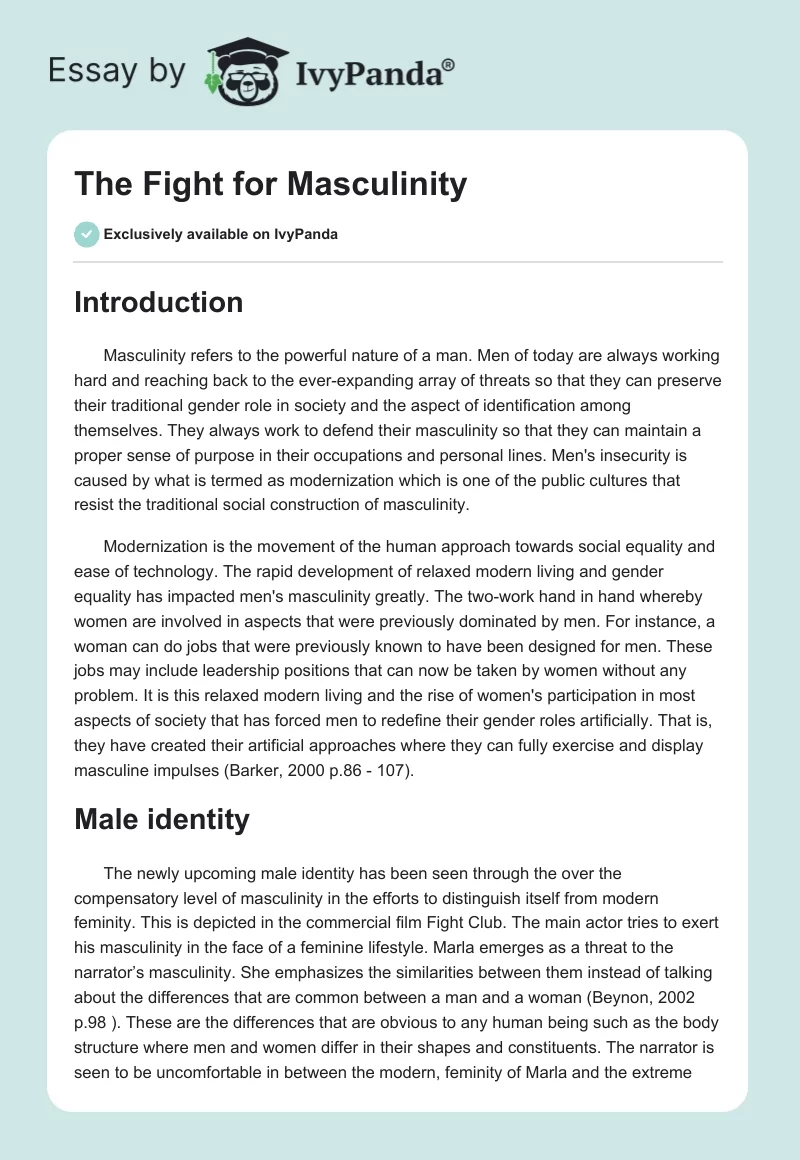 The Fight for Masculinity. Page 1