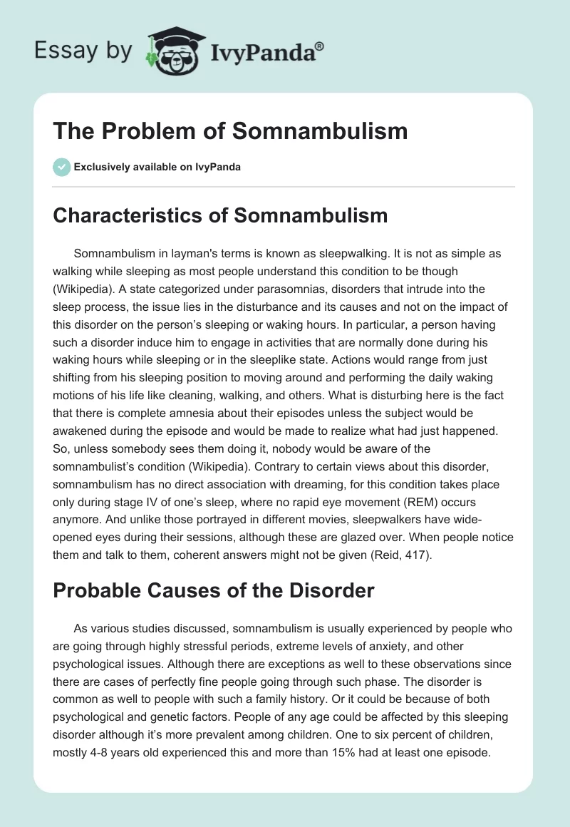 The Problem of Somnambulism. Page 1