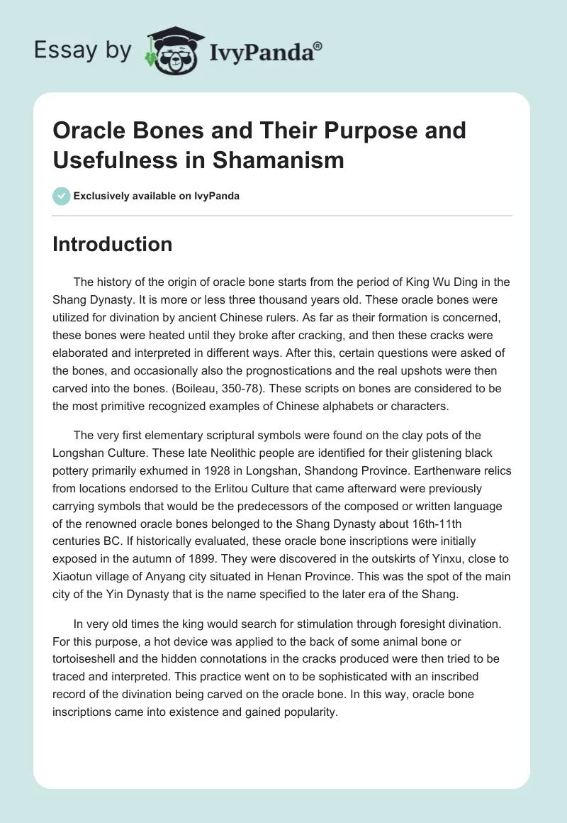 Oracle Bones and Their Purpose and Usefulness in Shamanism. Page 1