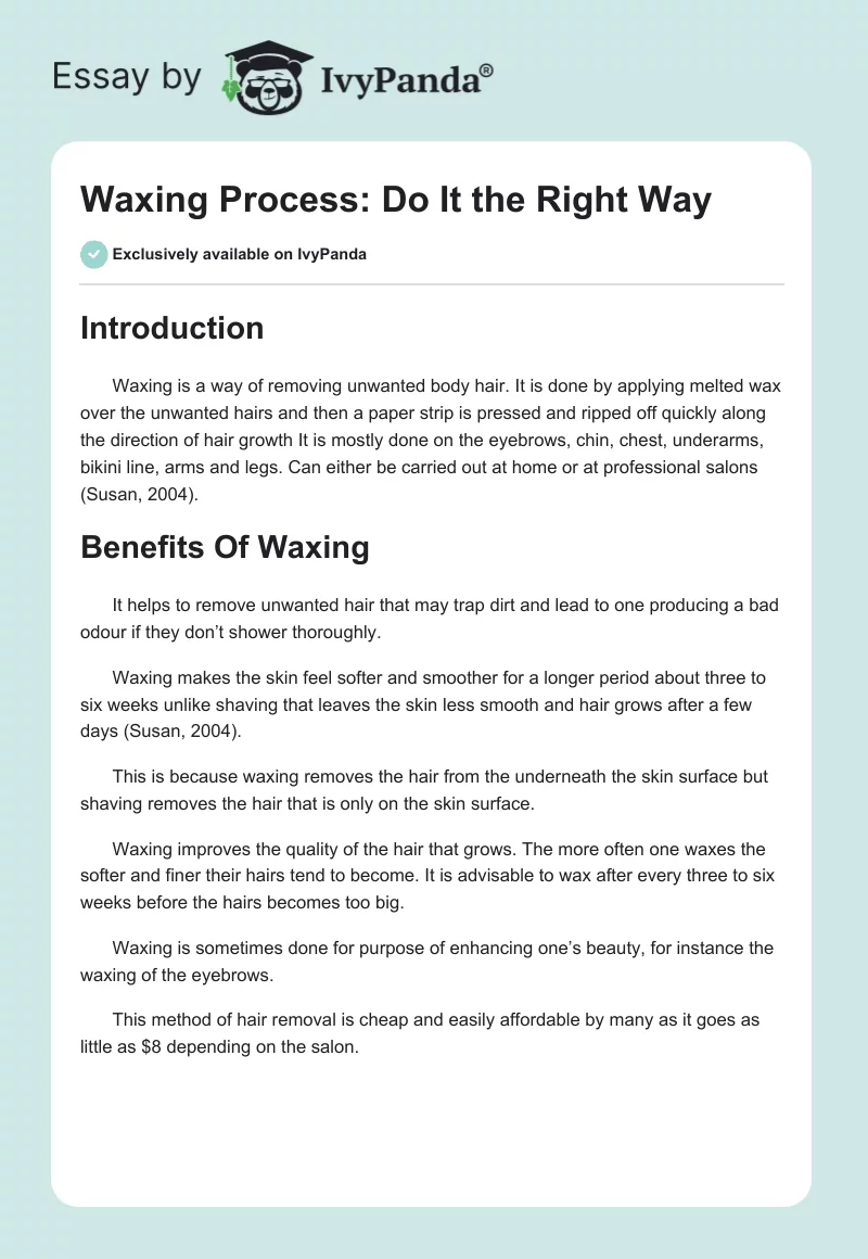 Waxing Process: Do It the Right Way. Page 1