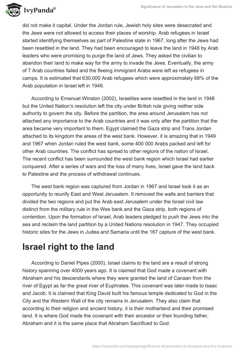 Significance of Jerusalem to the Jews and the Muslims. Page 2
