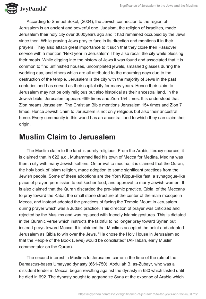 Significance of Jerusalem to the Jews and the Muslims. Page 3