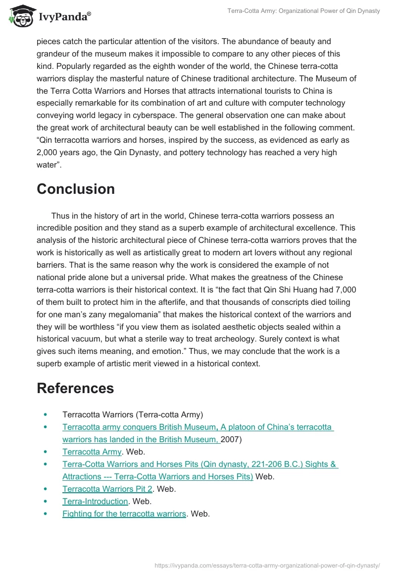Terra-Cotta Army: Organizational Power of Qin Dynasty. Page 3