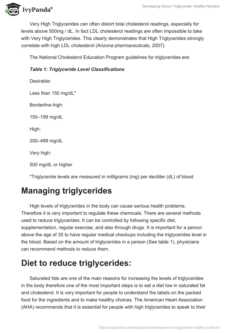 Decreasing Serum Triglyceride: Healthy Nutrition. Page 2