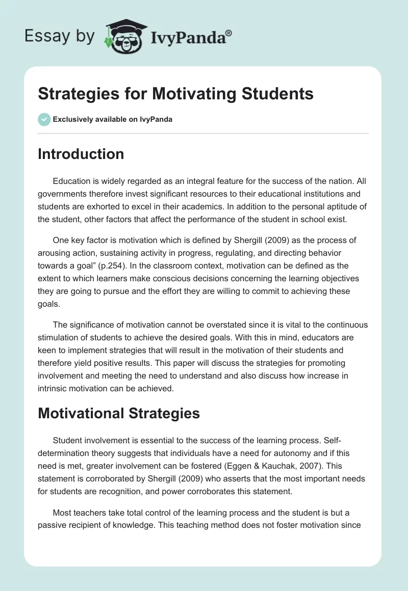 Strategies for Motivating Students. Page 1