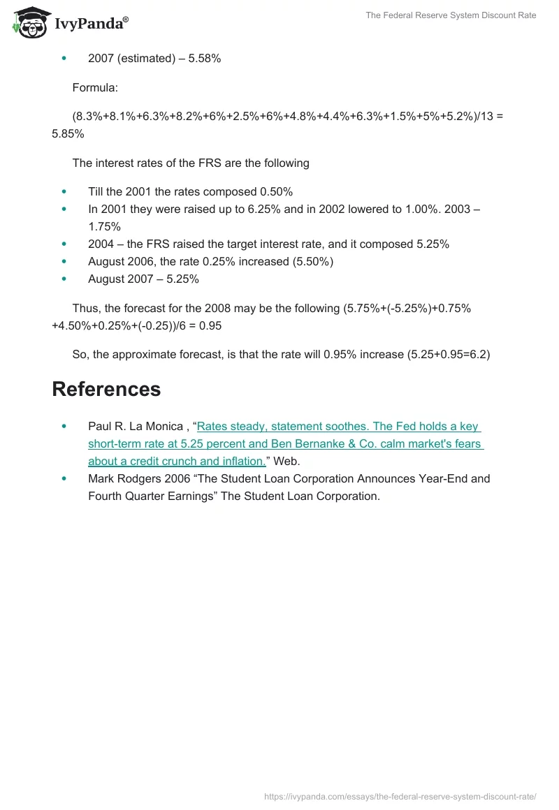 The Federal Reserve System Discount Rate. Page 2