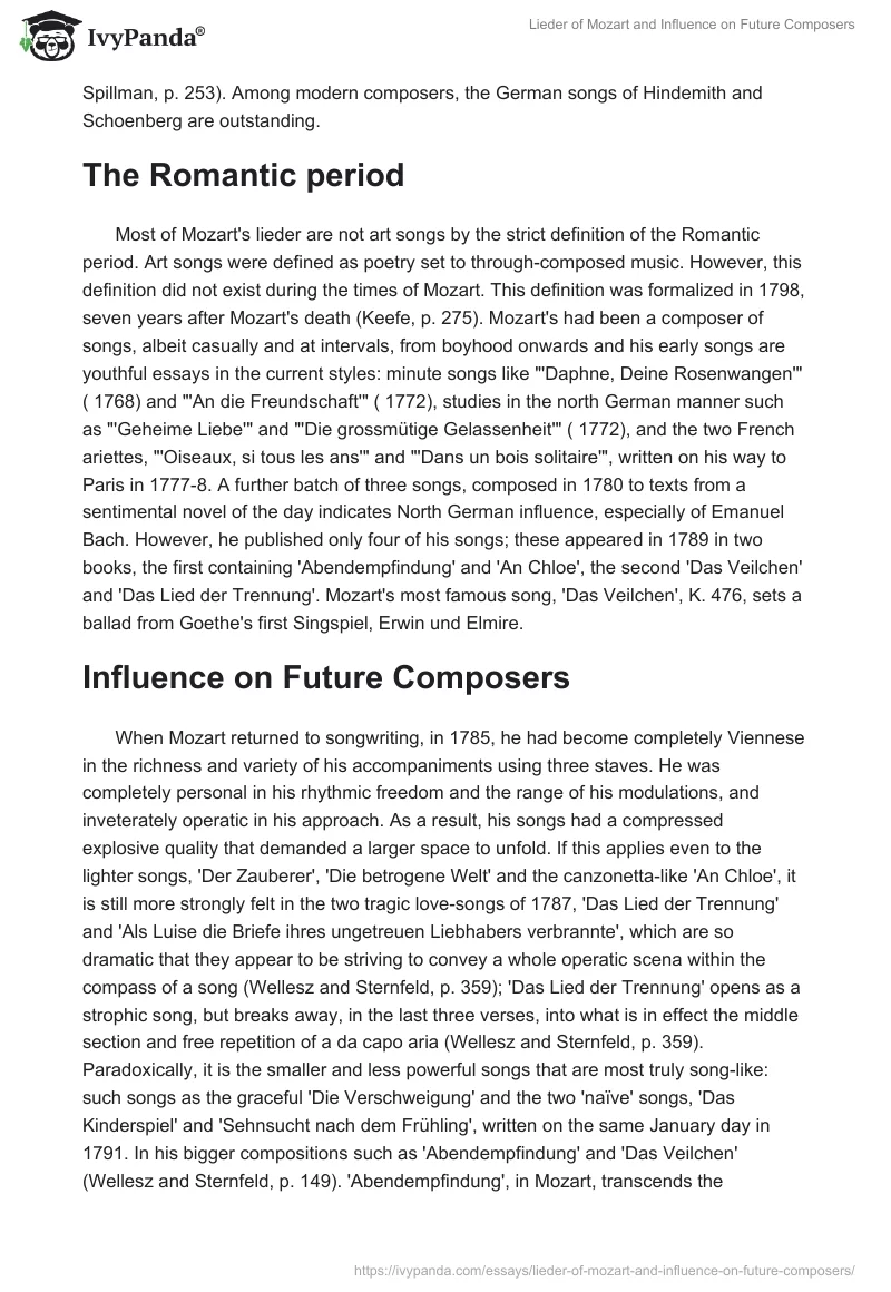 Lieder of Mozart and Influence on Future Composers. Page 2