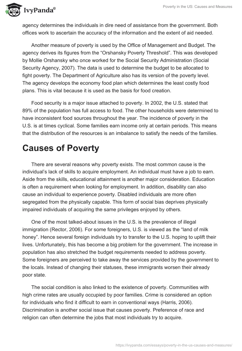 Poverty in the US: Causes and Measures. Page 2