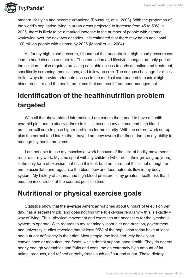 Personal Health Pyramid Plan. Page 2