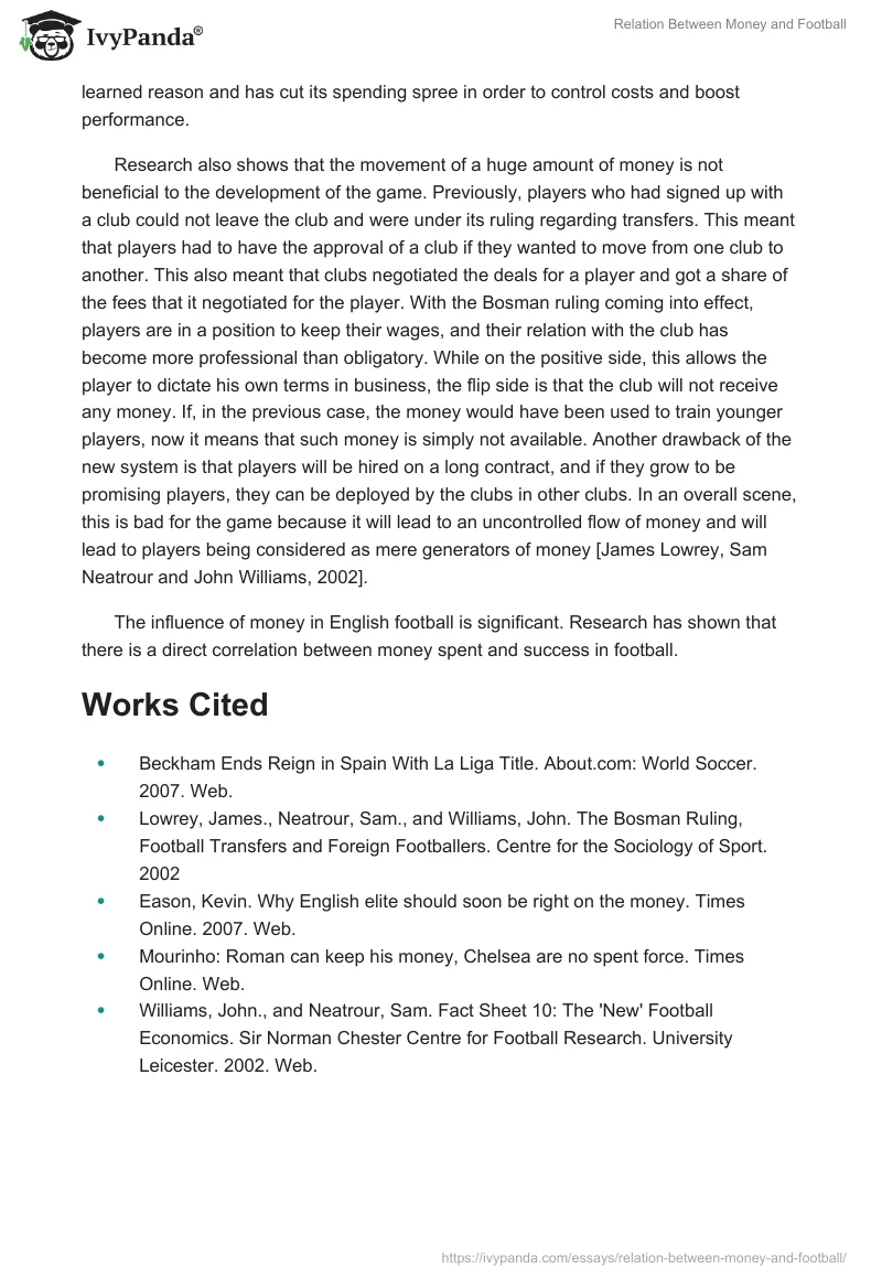Relation Between Money and Football. Page 3