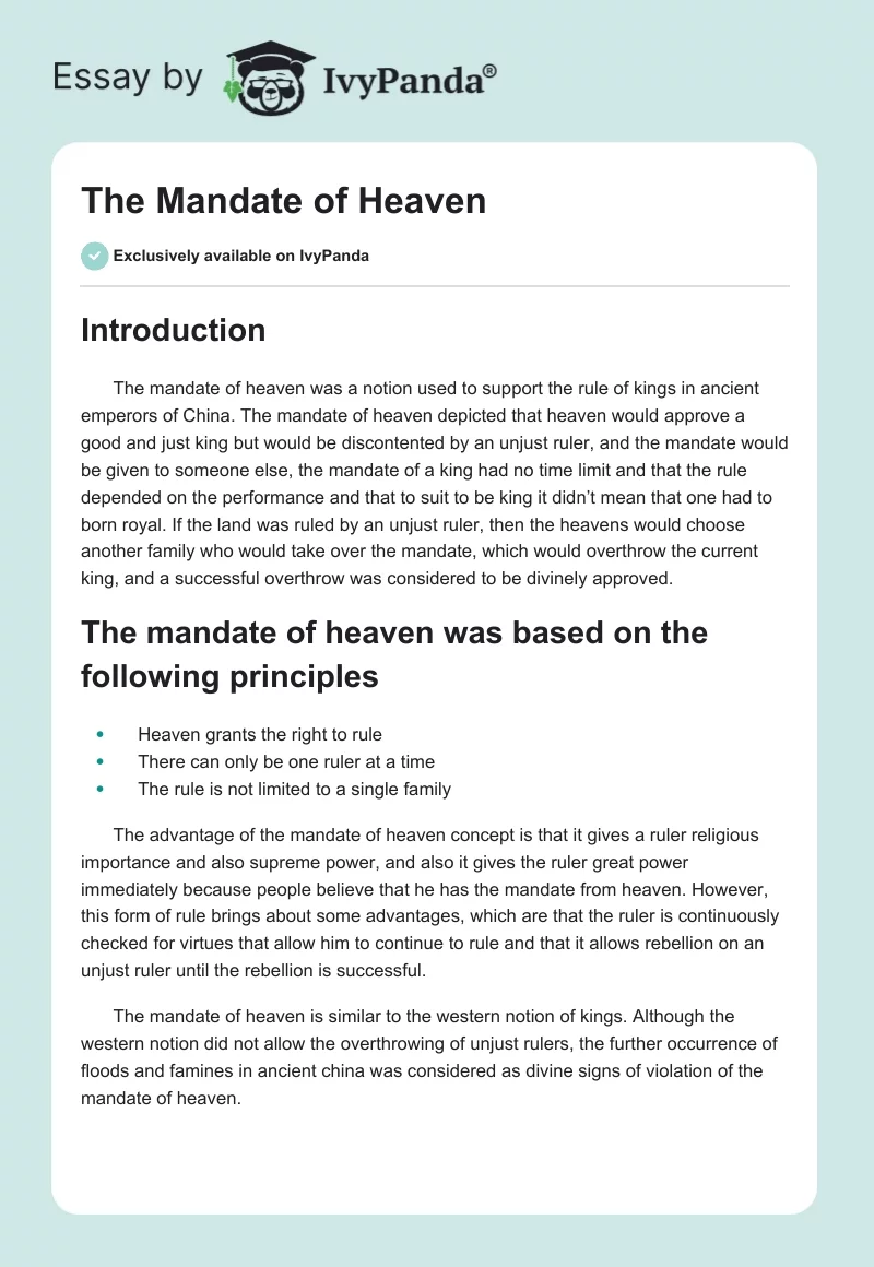 The Mandate of Heaven. Page 1