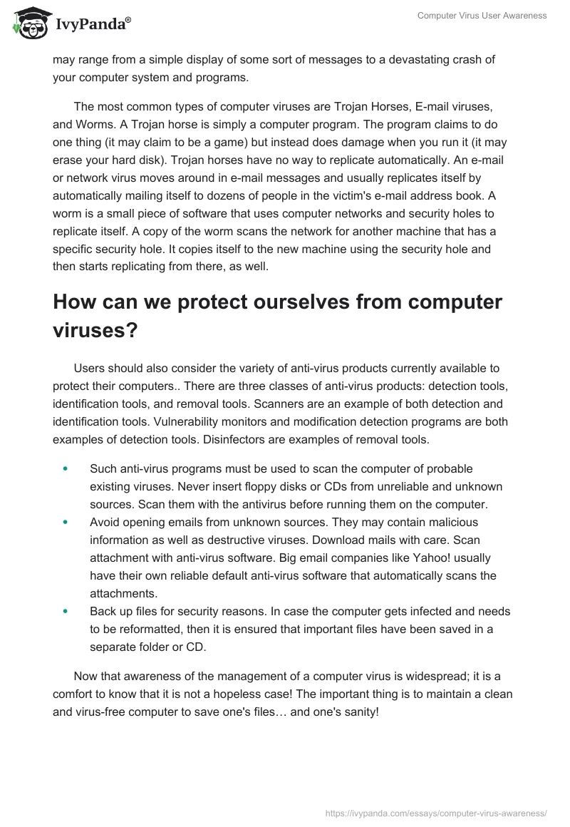 Computer Virus User Awareness. Page 2