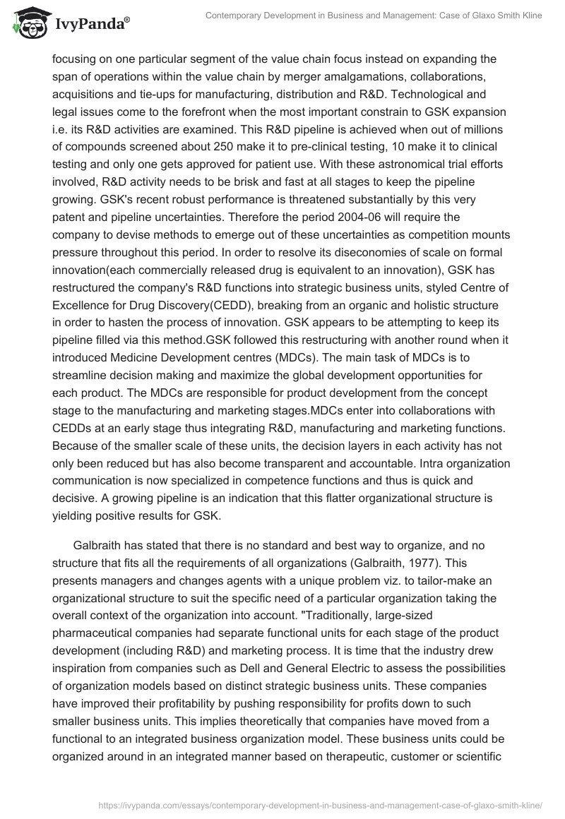 Contemporary Development in Business and Management: Case of Glaxo Smith Kline. Page 2