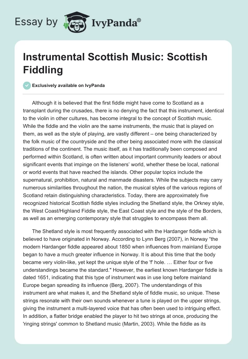 Instrumental Scottish Music: Scottish Fiddling. Page 1