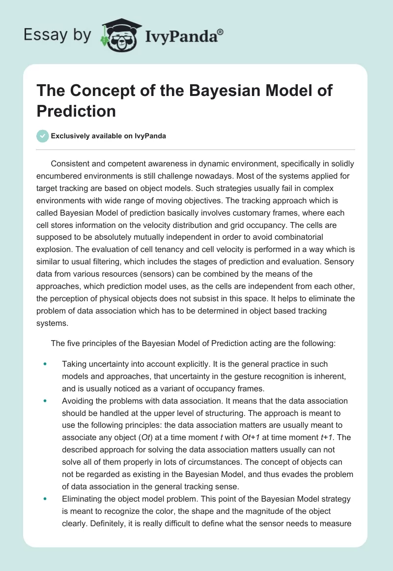 The Concept of the Bayesian Model of Prediction. Page 1