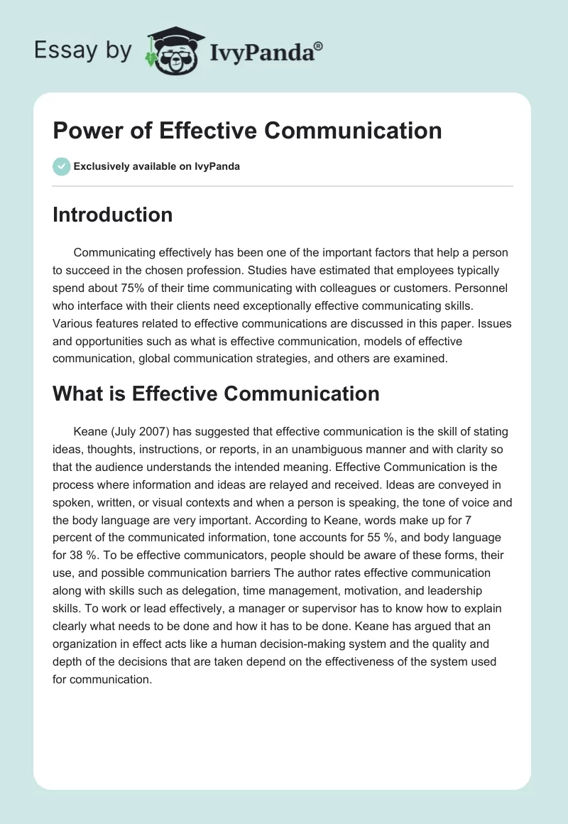 Power of Effective Communication. Page 1