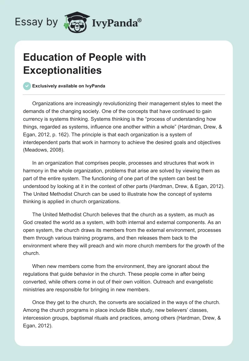 Education of People with Exceptionalities. Page 1