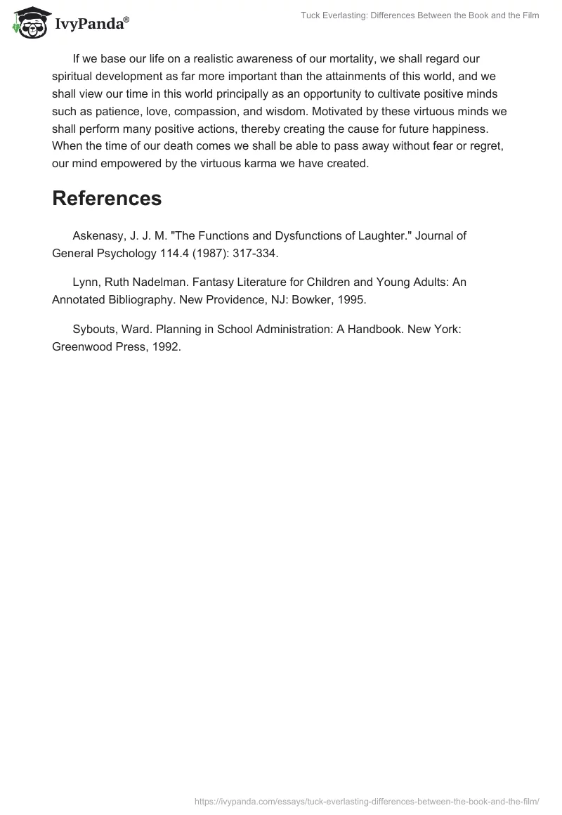 Tuck Everlasting: Differences Between the Book and the Film. Page 4