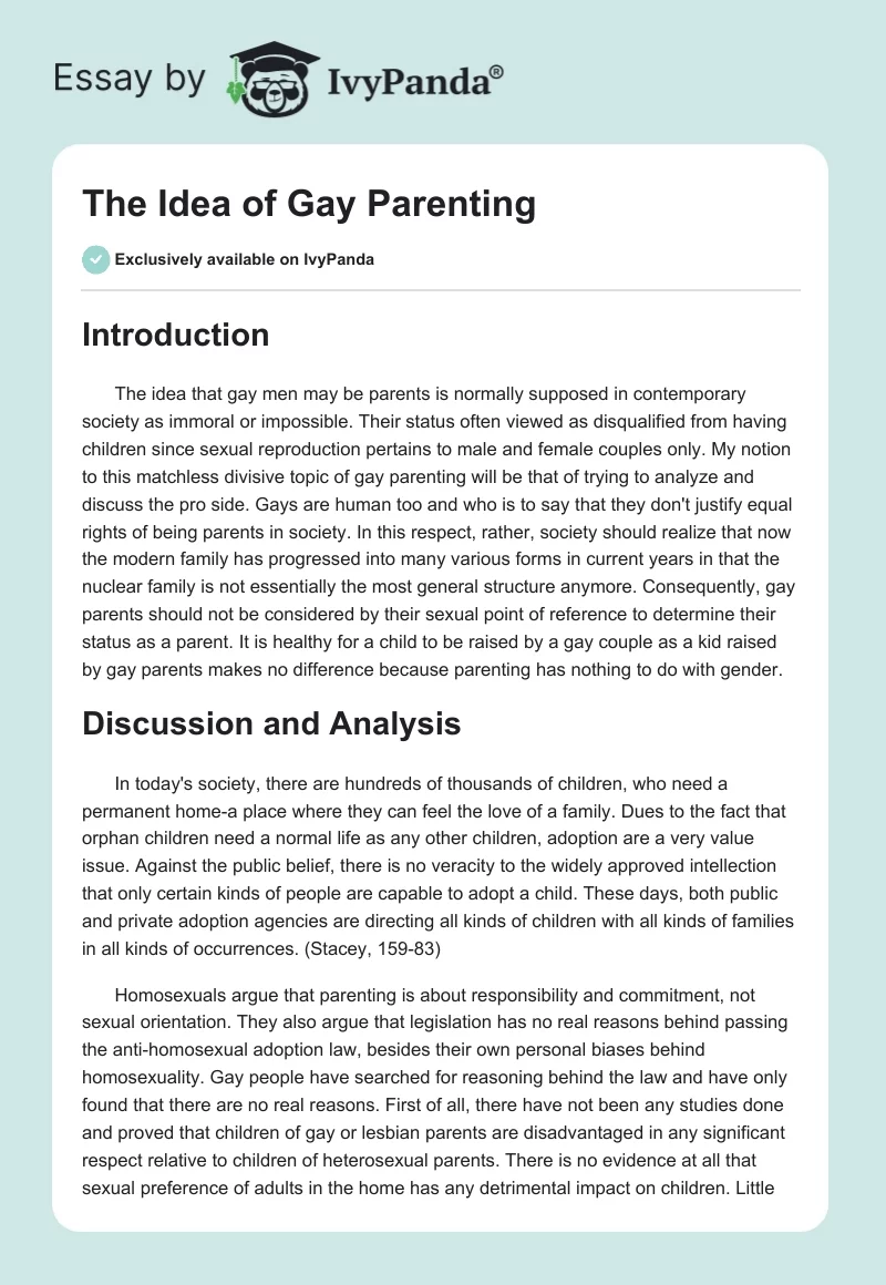 The Idea of Gay Parenting. Page 1