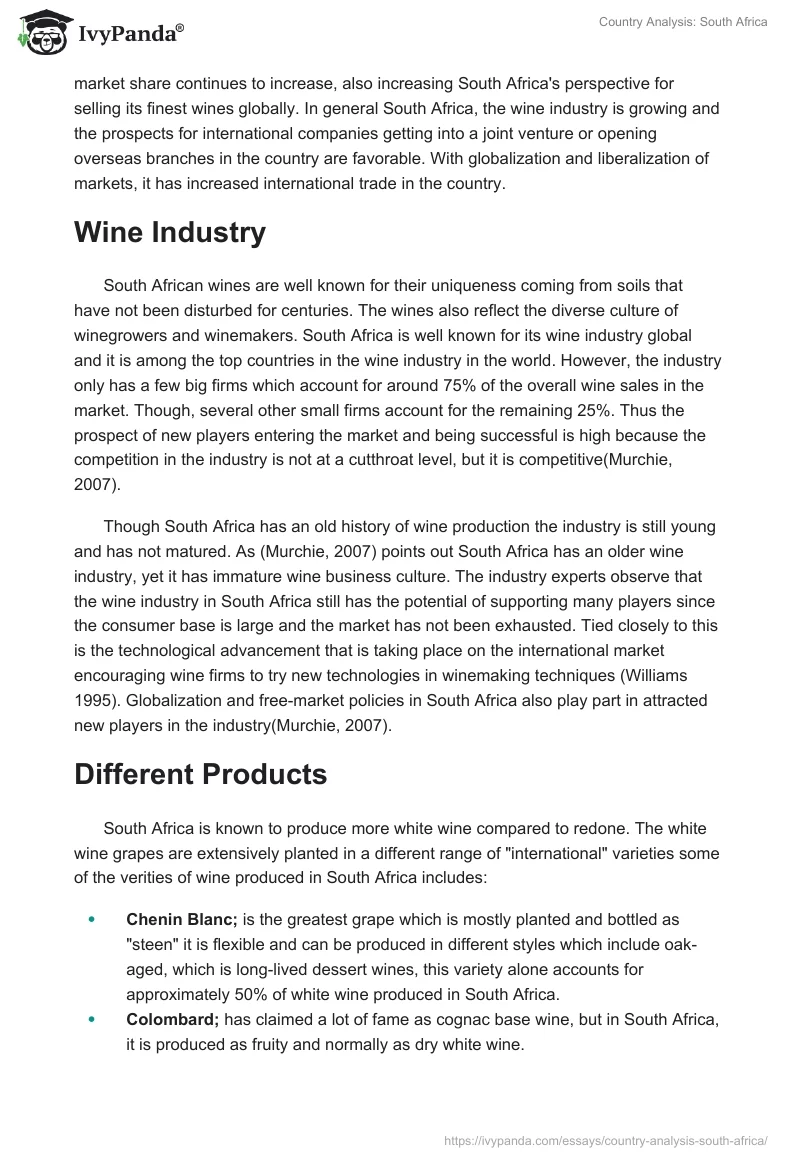 Country Analysis: South Africa. Page 2