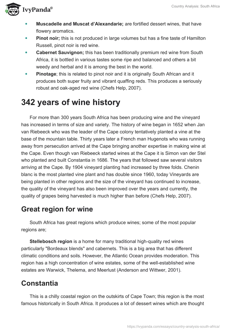 Country Analysis: South Africa. Page 3