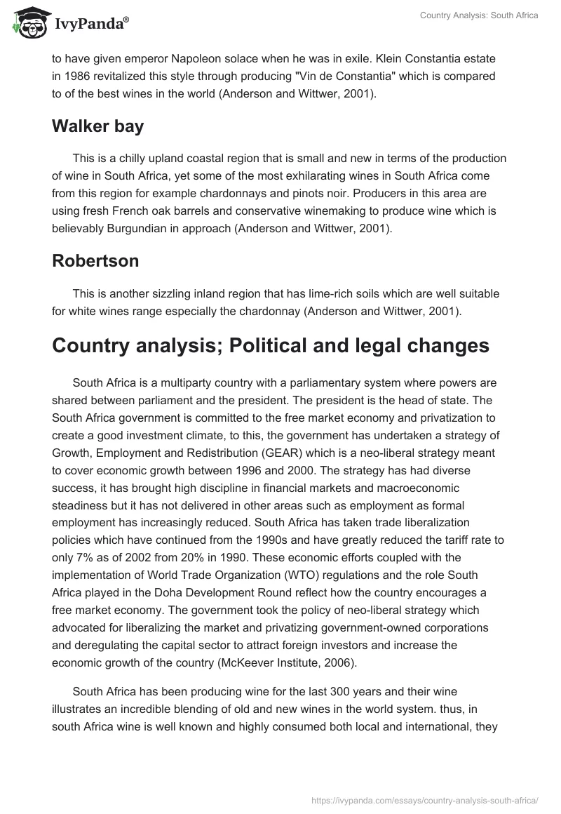 Country Analysis: South Africa. Page 4