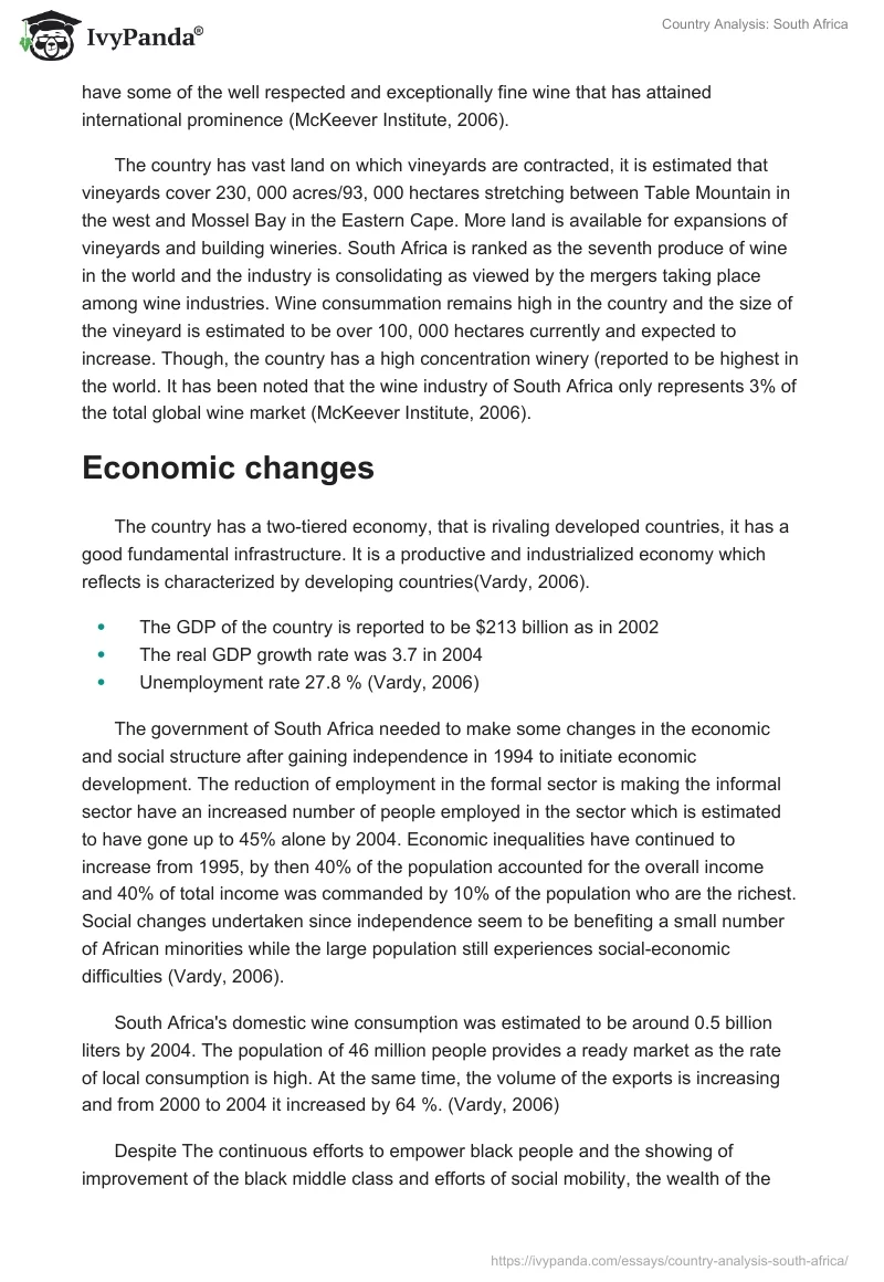 Country Analysis: South Africa. Page 5