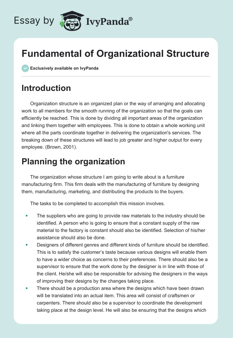 Fundamental of Organizational Structure. Page 1