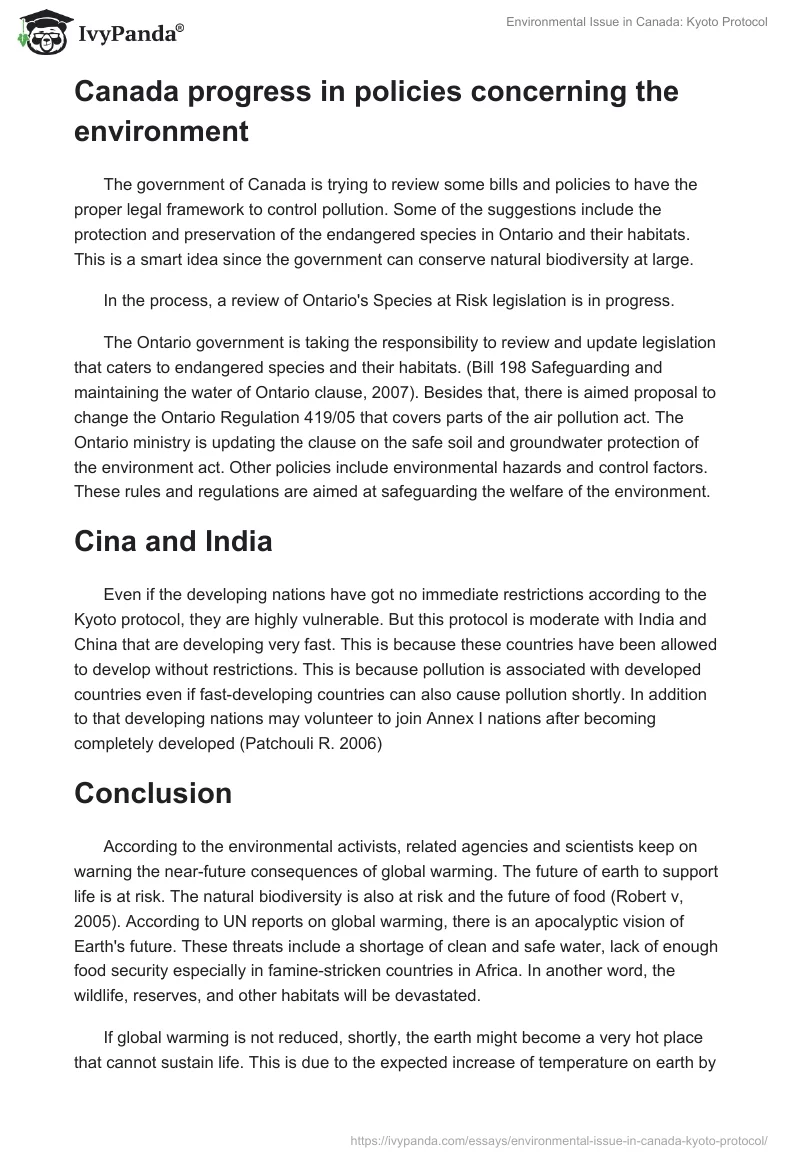 Environmental Issue in Canada: Kyoto Protocol. Page 5