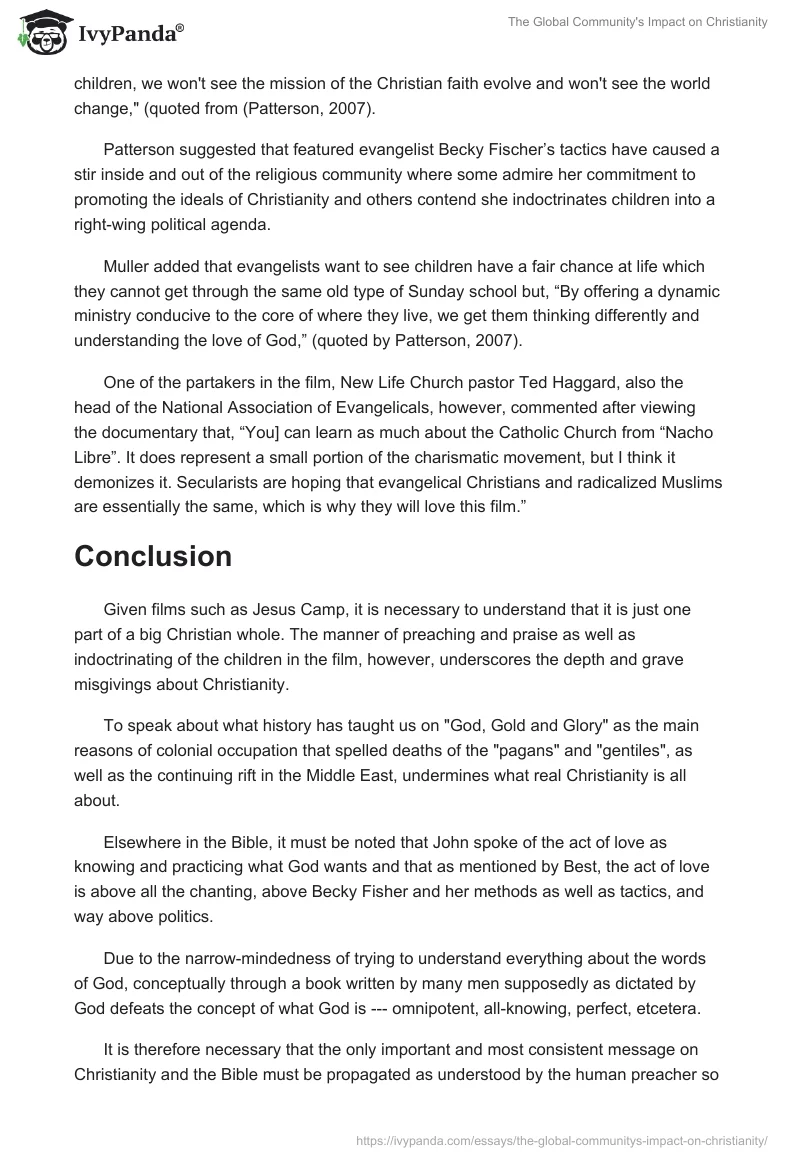 The Global Community's Impact on Christianity. Page 3