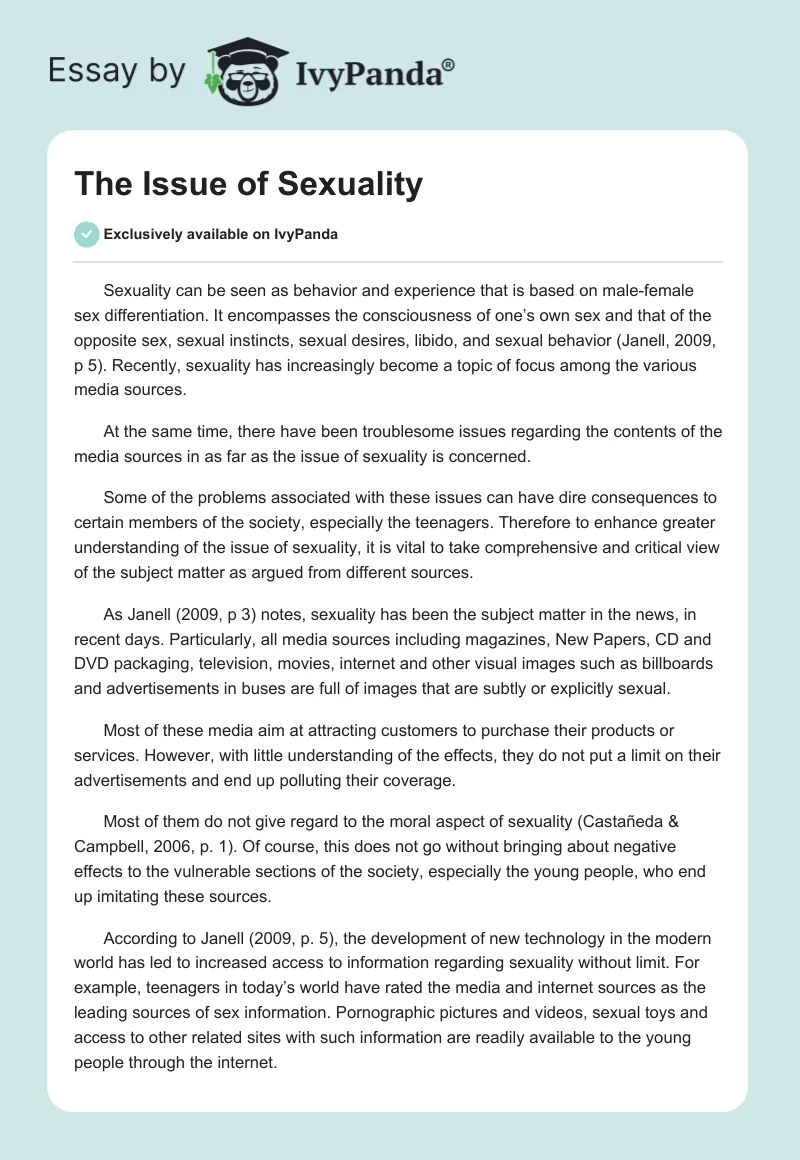 The Issue of Sexuality. Page 1