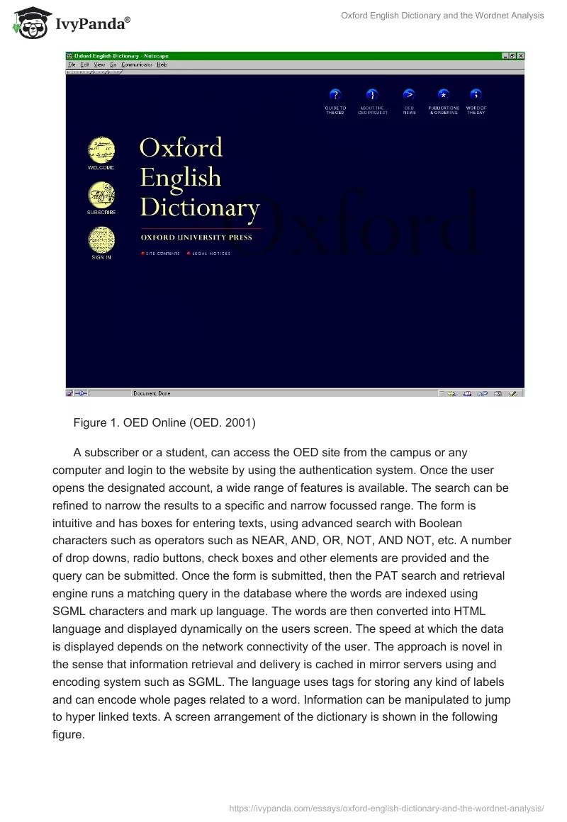 Oxford English Dictionary and the Wordnet Analysis. Page 2