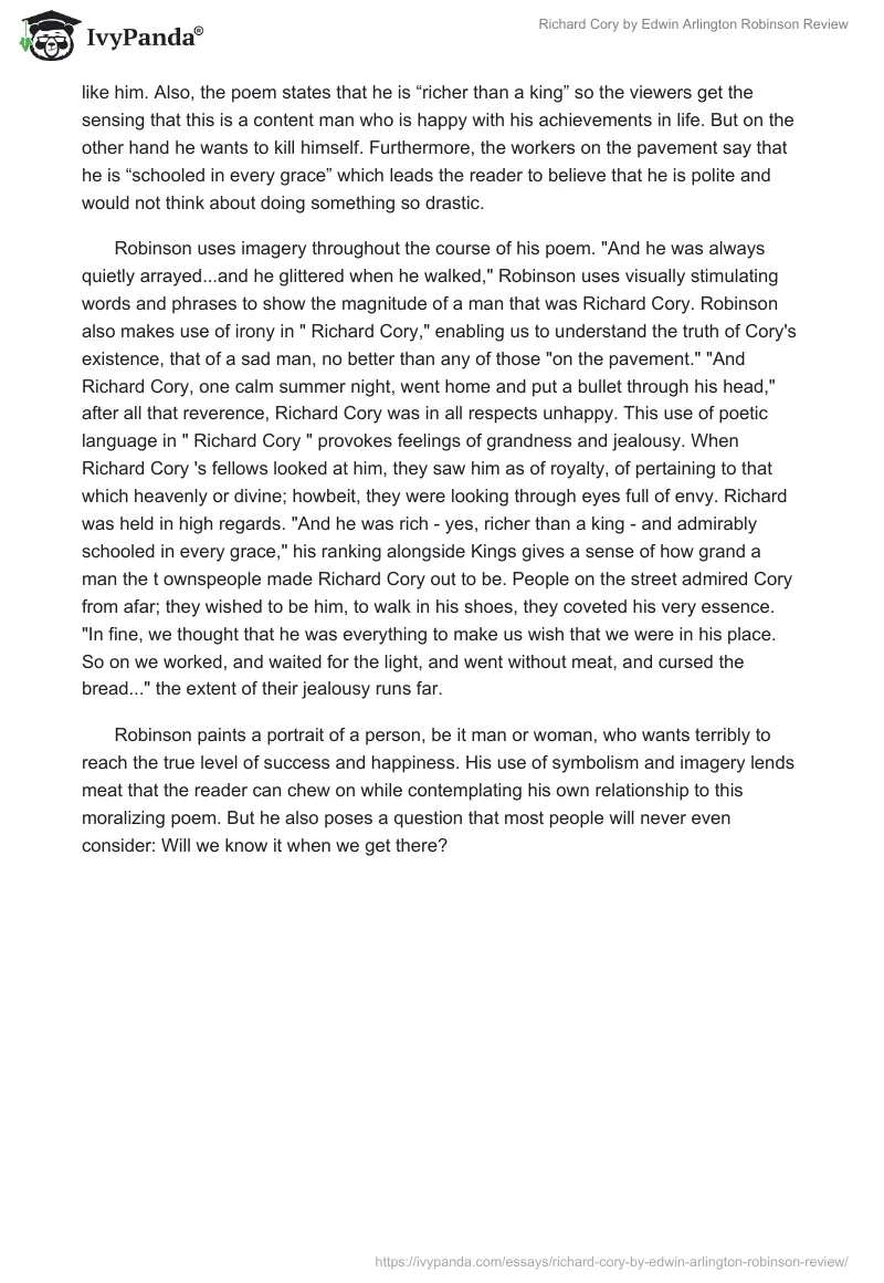"Richard Cory" by Edwin Arlington Robinson Review. Page 2