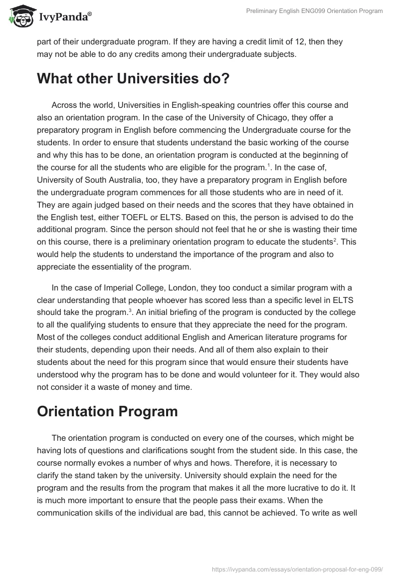 Preliminary English "ENG099" Orientation Program. Page 4