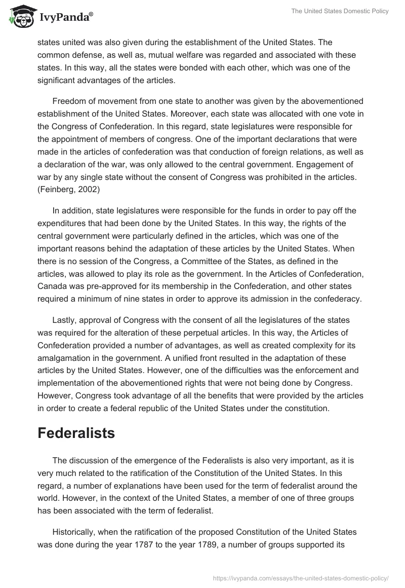 The United States Domestic Policy. Page 3