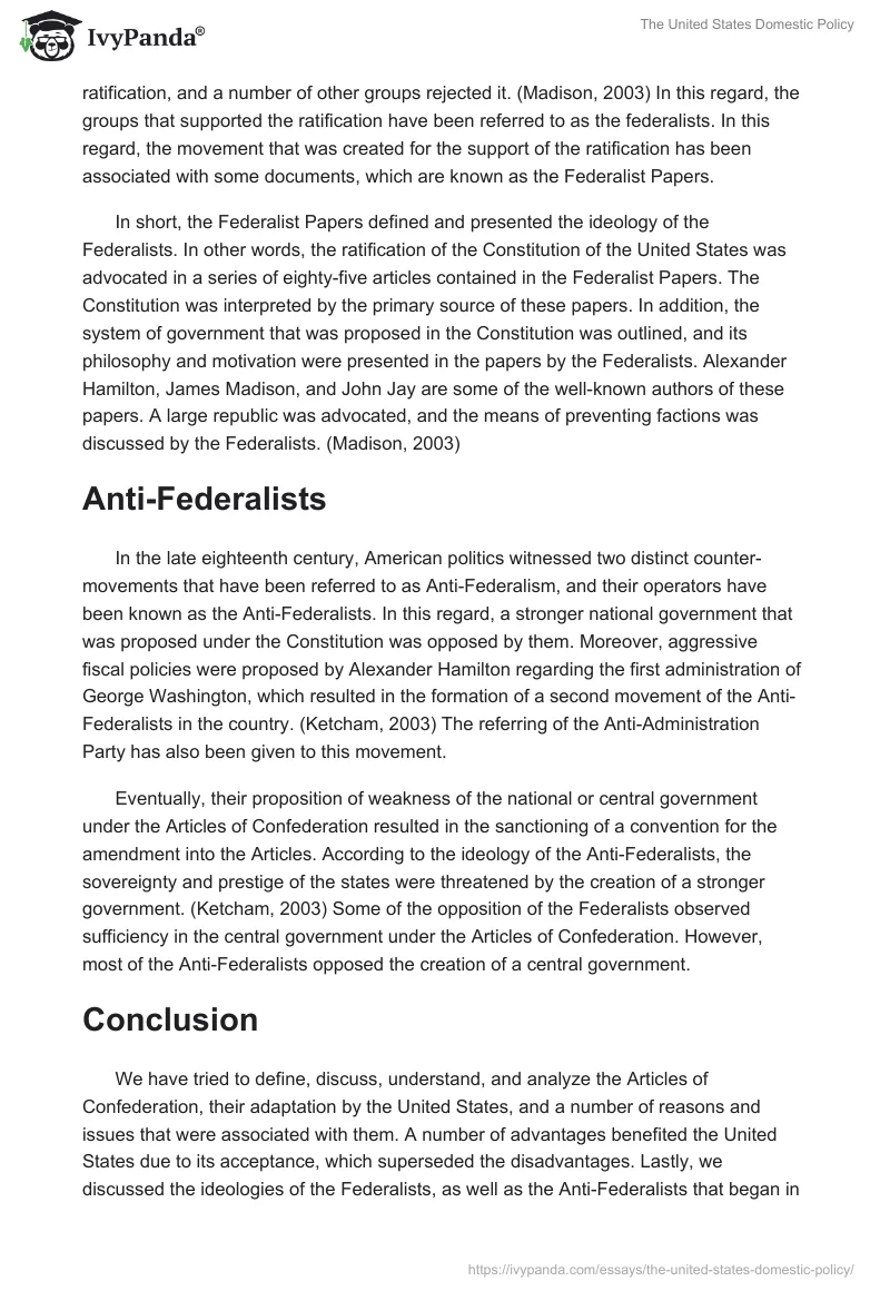 The United States Domestic Policy. Page 4