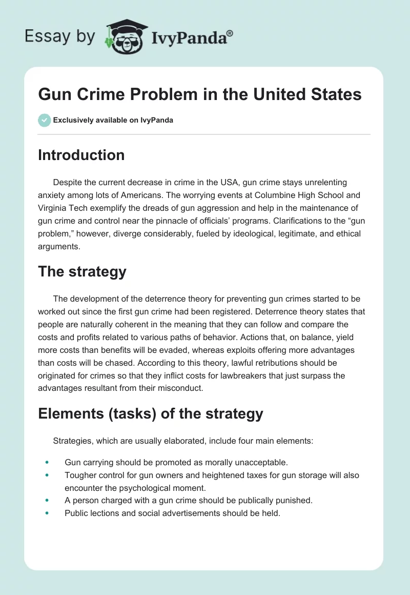 Gun Crime Problem in the United States. Page 1