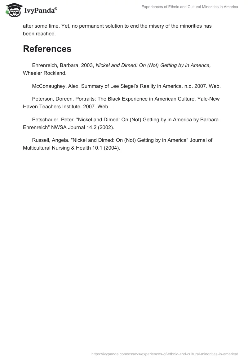 Experiences of Ethnic and Cultural Minorities in America. Page 4