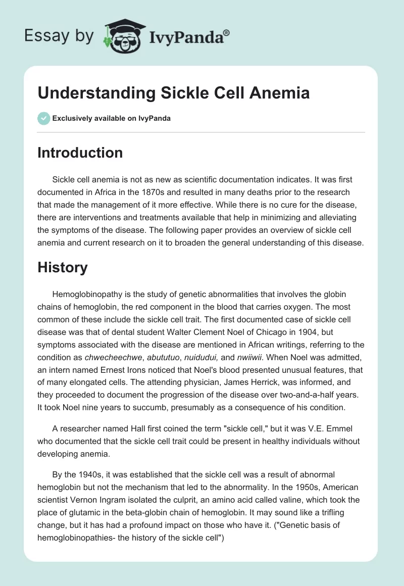 Understanding Sickle Cell Anemia. Page 1