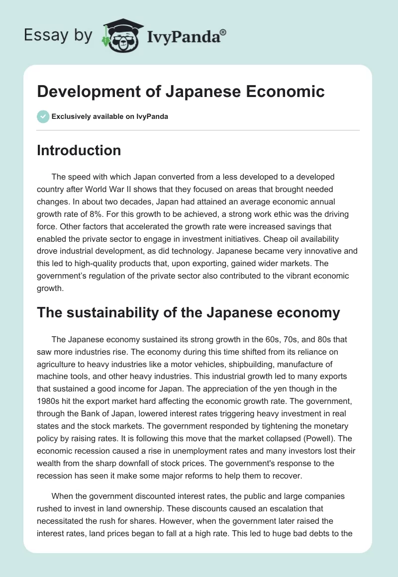 Development of Japanese Economic. Page 1
